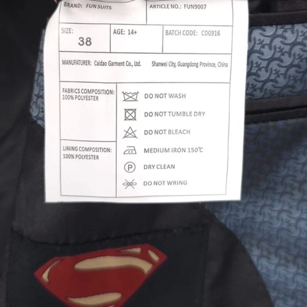SUPERMAN Suit Jacket Blazer Alter Ego Fun Suits Size 38 Blue Men's‎